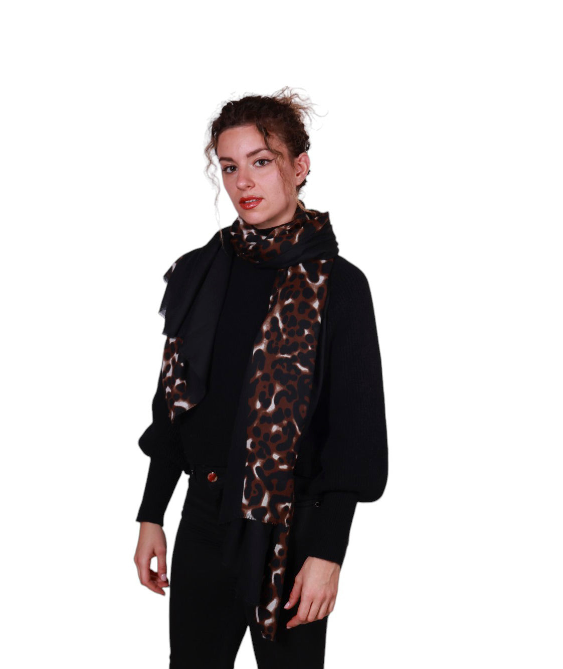 Sciarpa Donna Pura Viscosa Maculato Animalier 200x95 cm Made in Italy