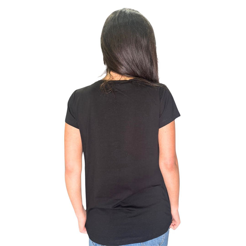 T-Shirt donna con stampa orsetto leopardato e fiocco con strass Made in Italy
