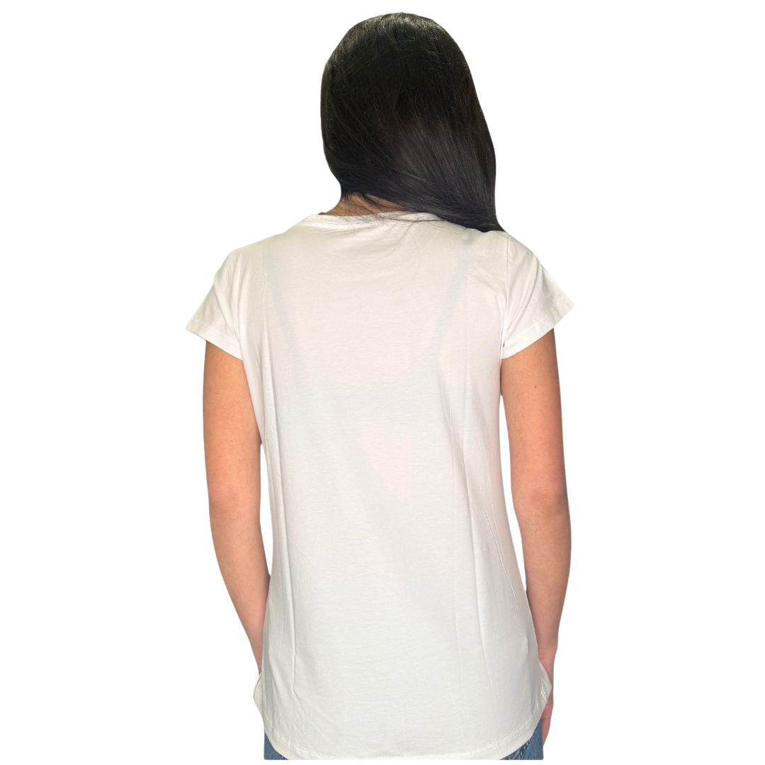 T-Shirt donna con stampa orsetto leopardato e fiocco con strass Made in Italy