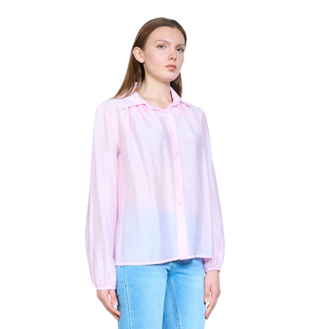 Camicia donna in tessuto goffrato semitrasparente