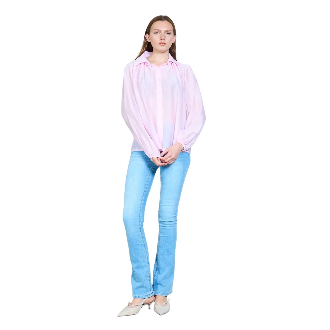 Camicia donna in tessuto goffrato semitrasparente
