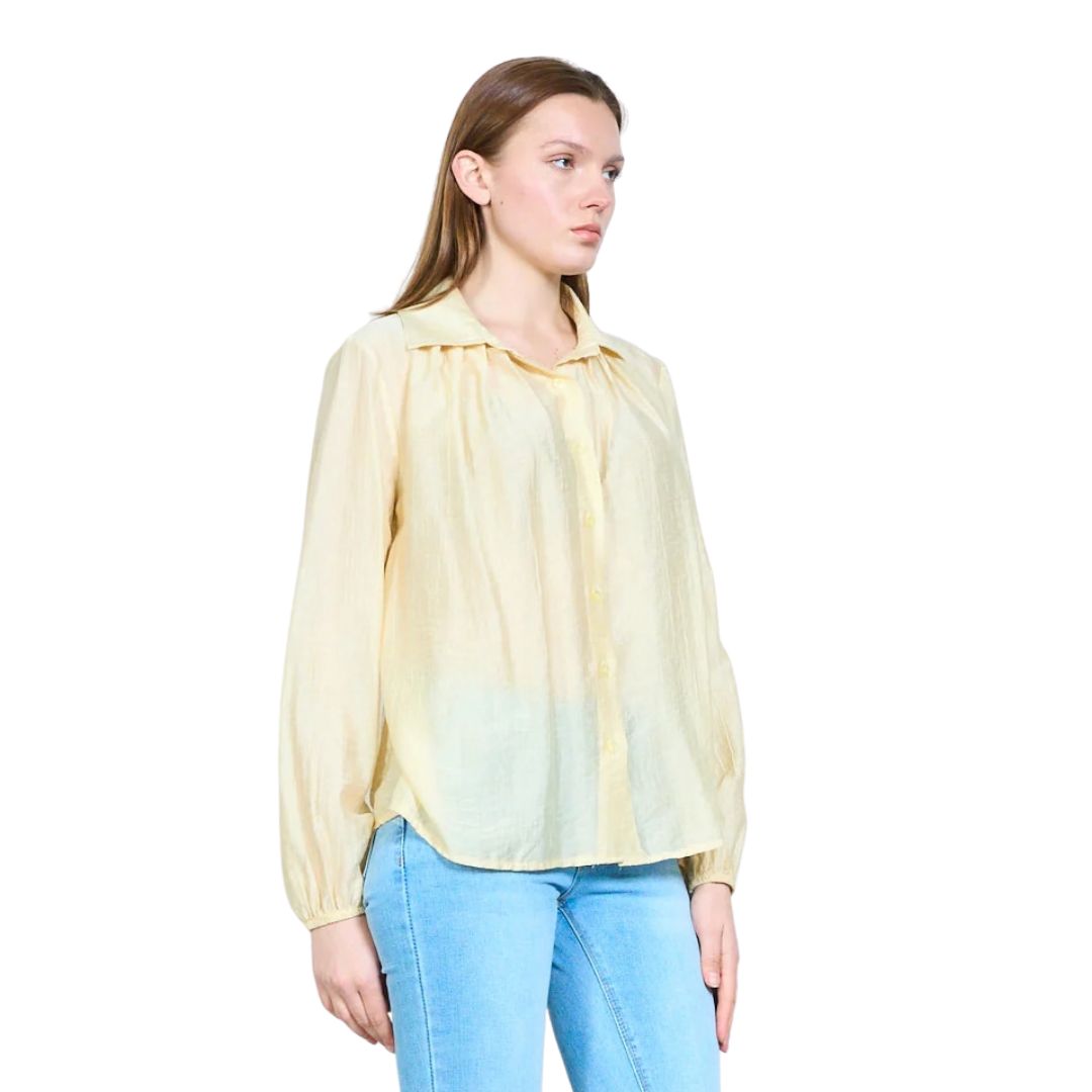 Camicia donna in tessuto goffrato semitrasparente