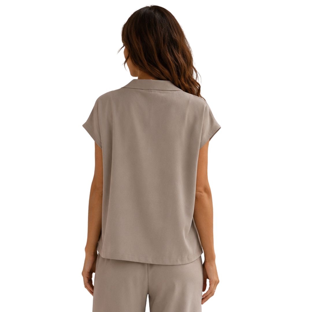 Gilet donna misto cotone con colletto, bottone singolo argentato Made in Italy