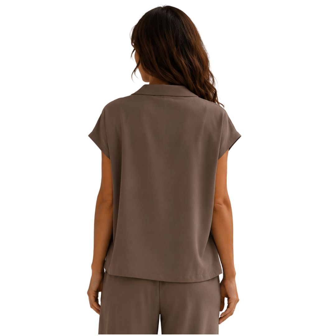 Gilet donna misto cotone con colletto, bottone singolo argentato Made in Italy