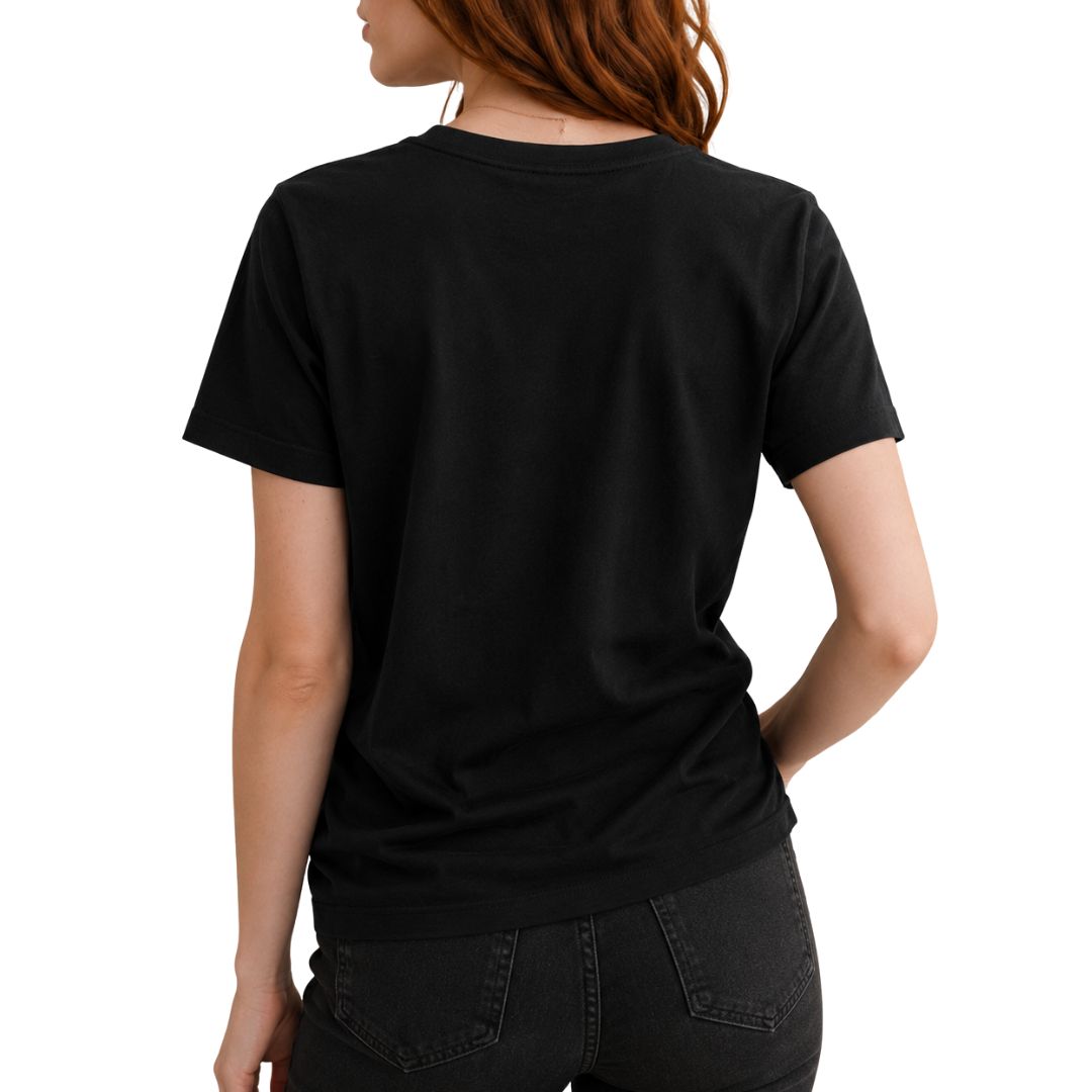 T-Shirt donna manica corta, stampa argento astratta con strass Made in Italy