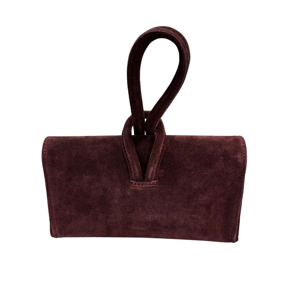 Borsa a nodo in pelle scamosciata con tracolla rimovibile Made in Italy