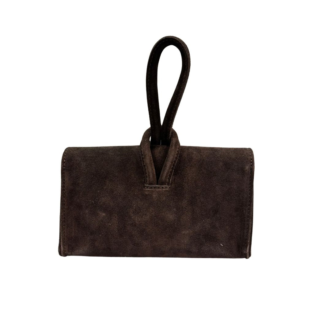 Borsa a nodo in pelle scamosciata con tracolla rimovibile Made in Italy