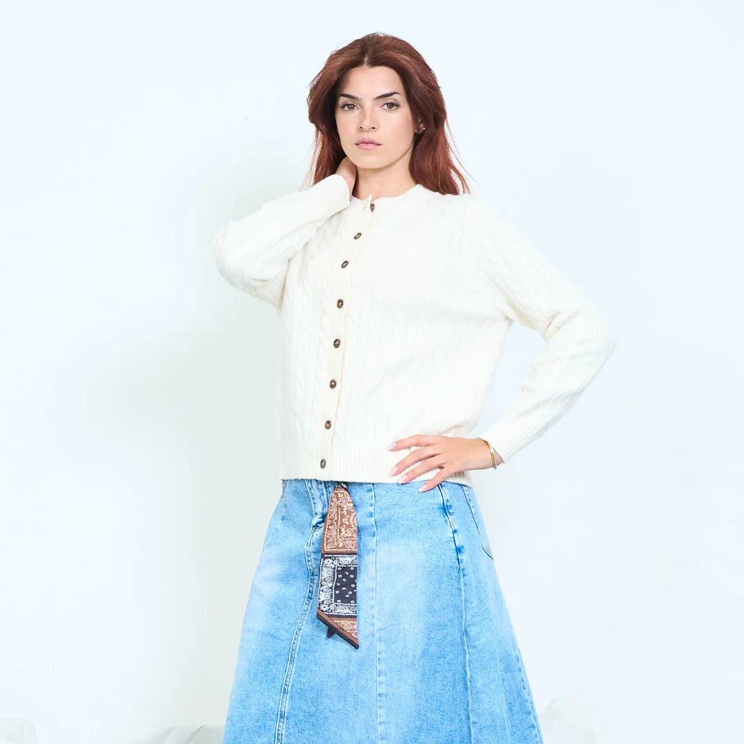 Cardigan donna collo tondo con bottoni 100% lana Made in Italy
