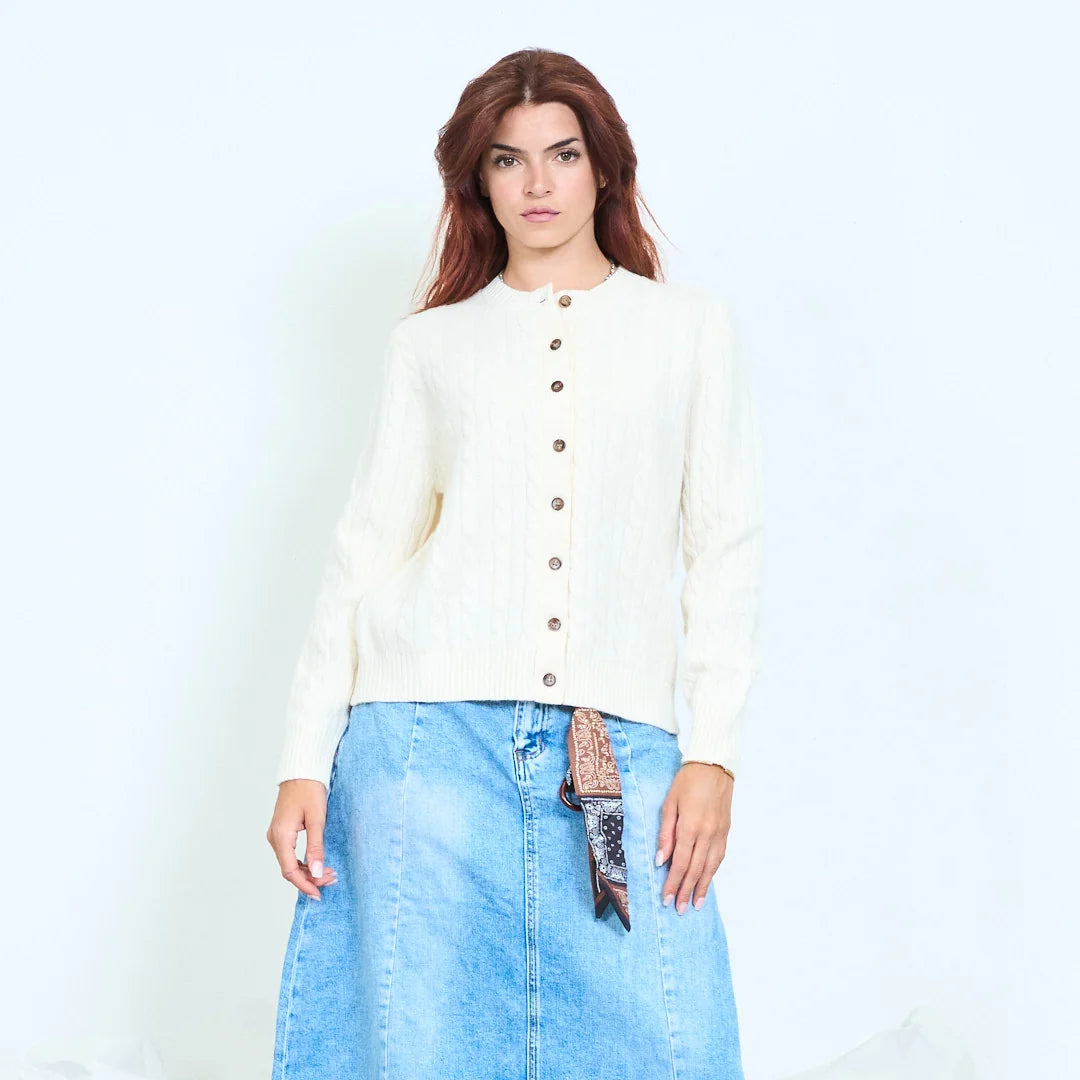 Cardigan donna collo tondo con bottoni 100% lana Made in Italy