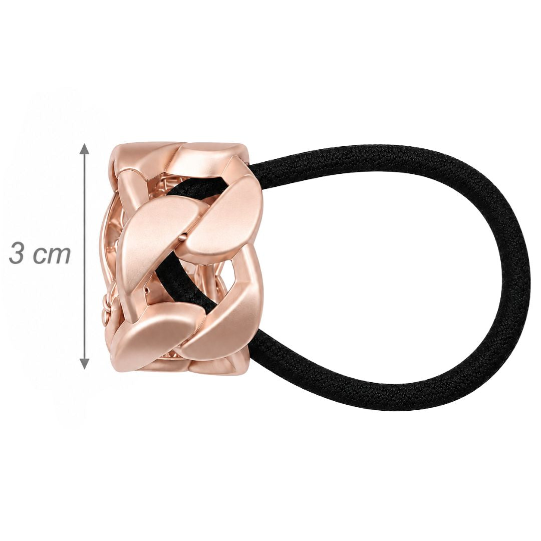 Fermacoda elastico con decorazione in metallo intrecciato rigido opaco
