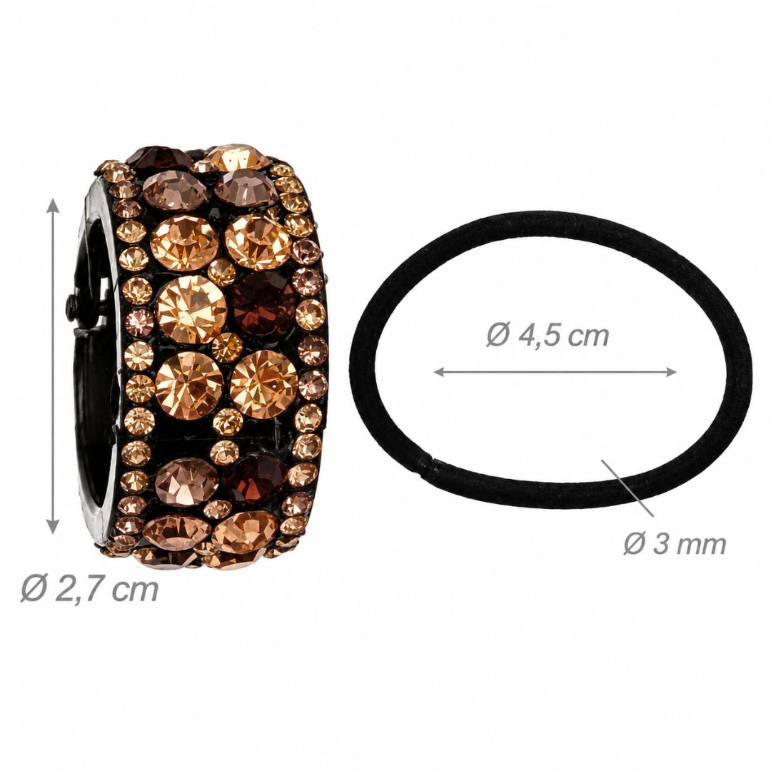 Fermacoda elastico con strass di diverse dimensioni colorati