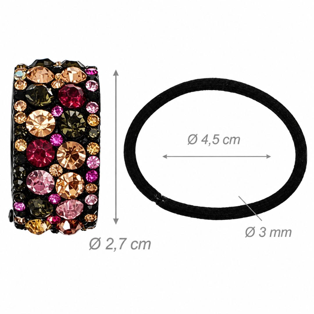 Fermacoda elastico con strass di diverse dimensioni colorati