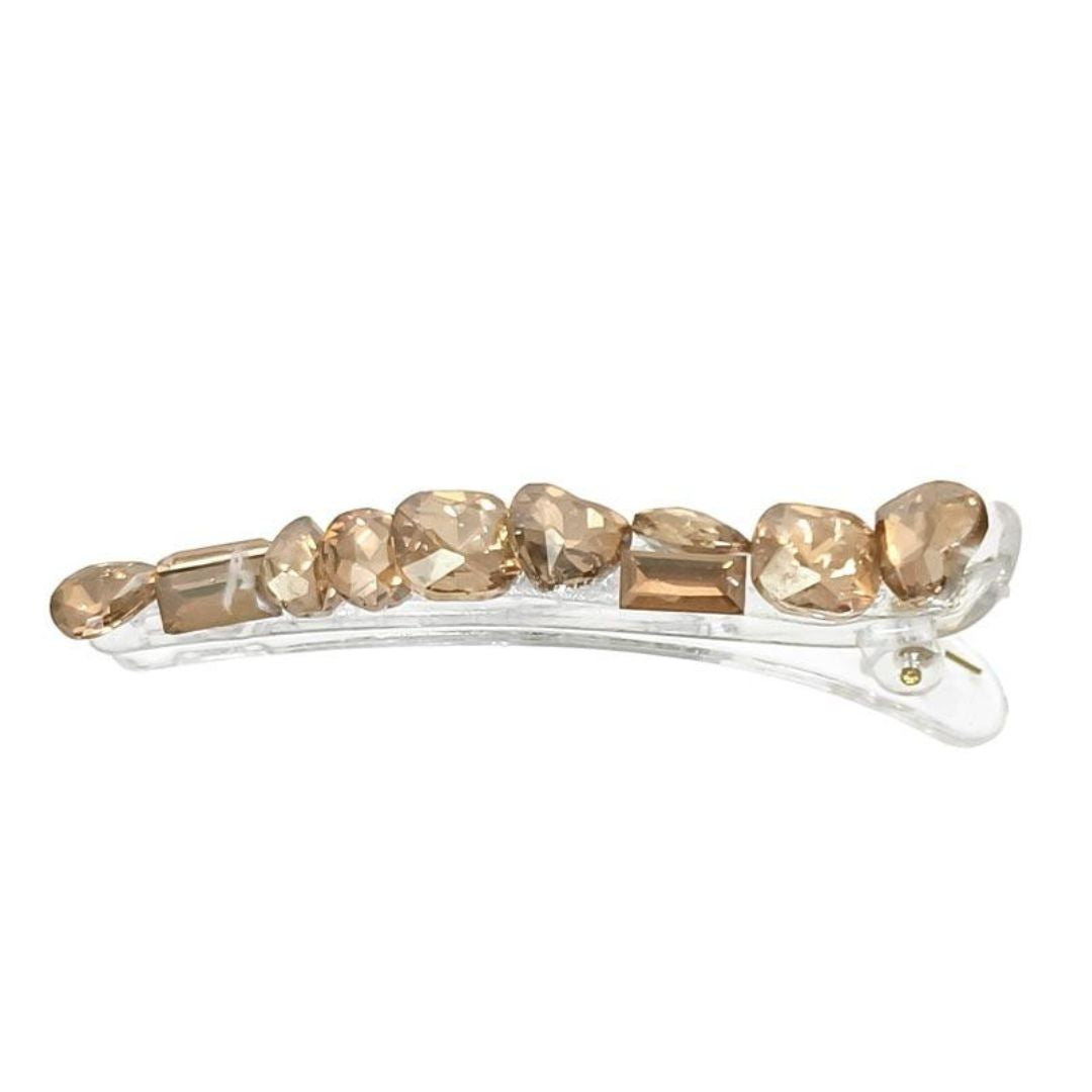 Fermacapelli con pinza trasparente e strass gioiello