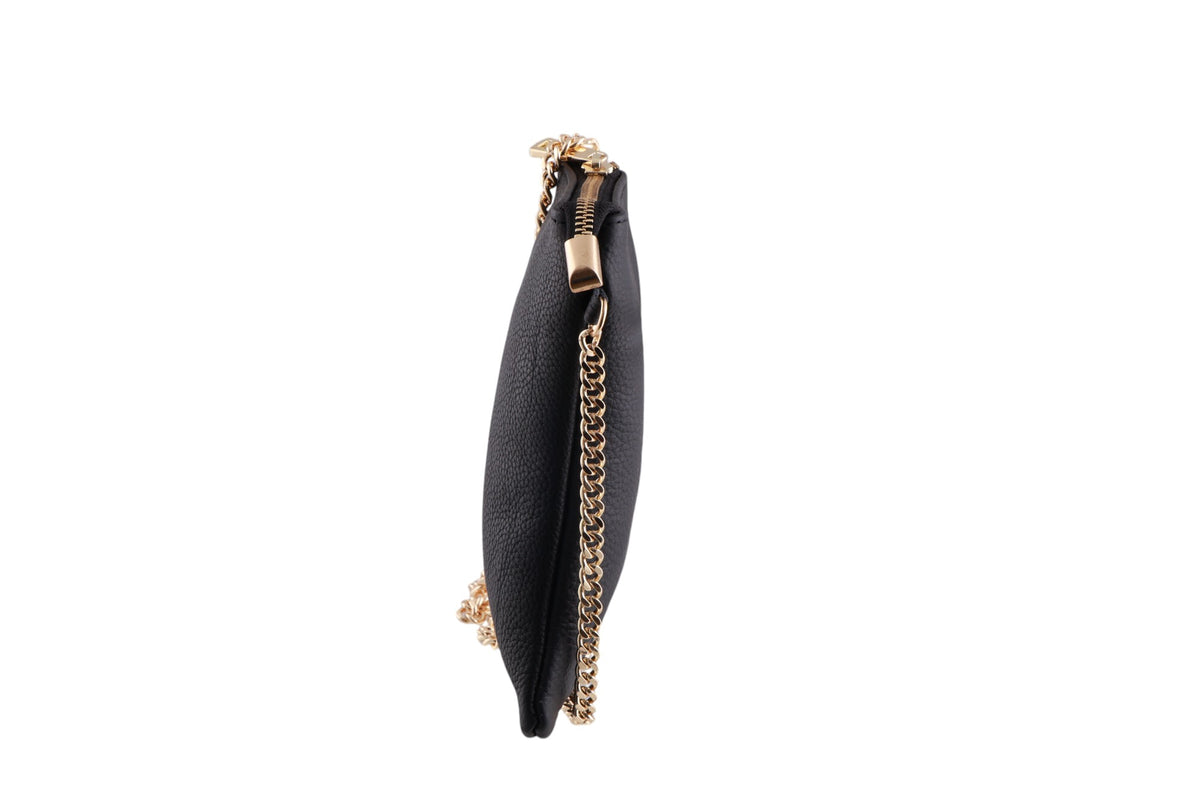 Portacellulare donna in vera pelle con tracolla dorata e zip Made in Italy