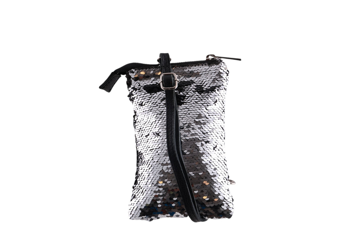 Portacellulare in Pelle con Paillettes e Taschino