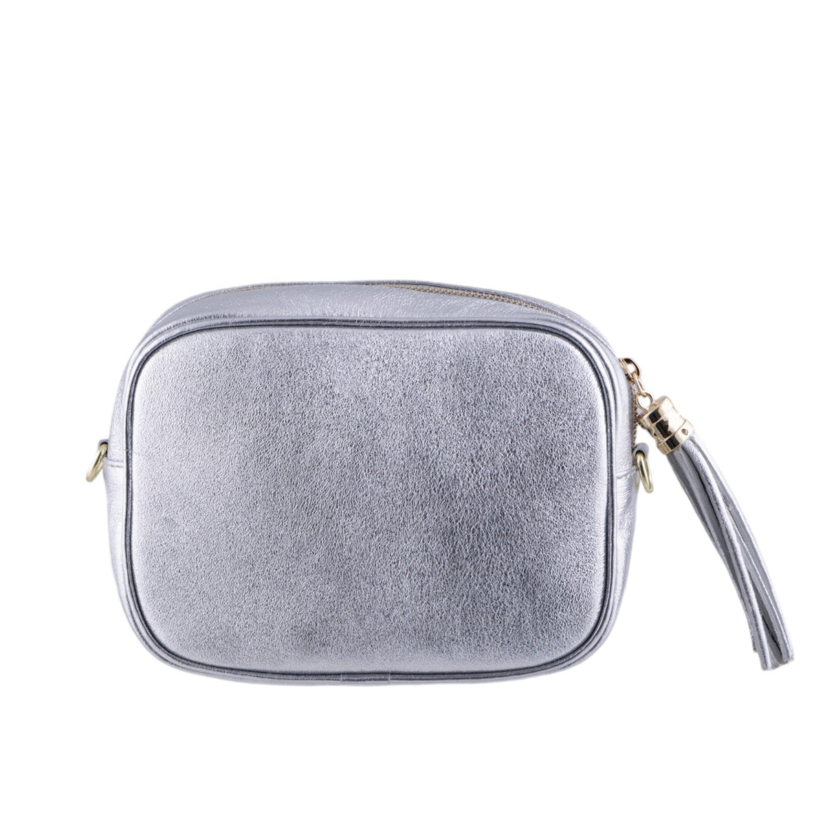 Borsa cubotto in vera pelle martellata con tracolla regolabile e zip superiore