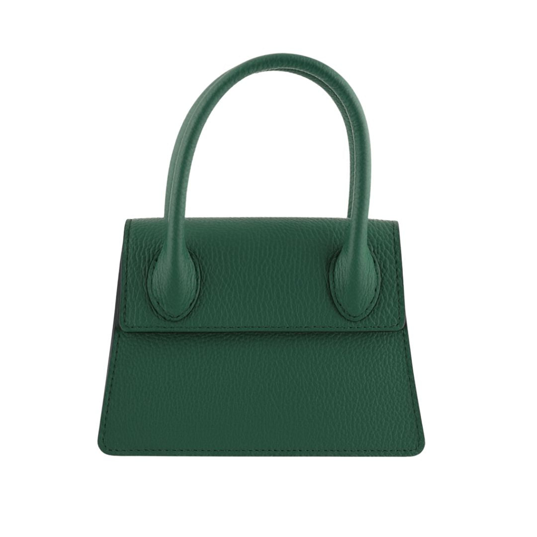 Borsa trapezio in pelle martellata due manici semirigidi con tracolla regolabile