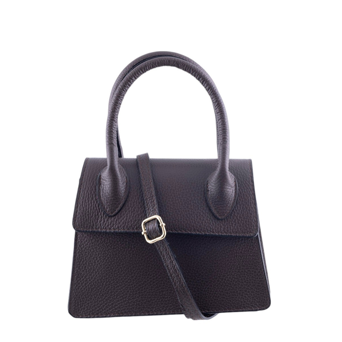 Borsa trapezio in pelle martellata due manici semirigidi con tracolla regolabile