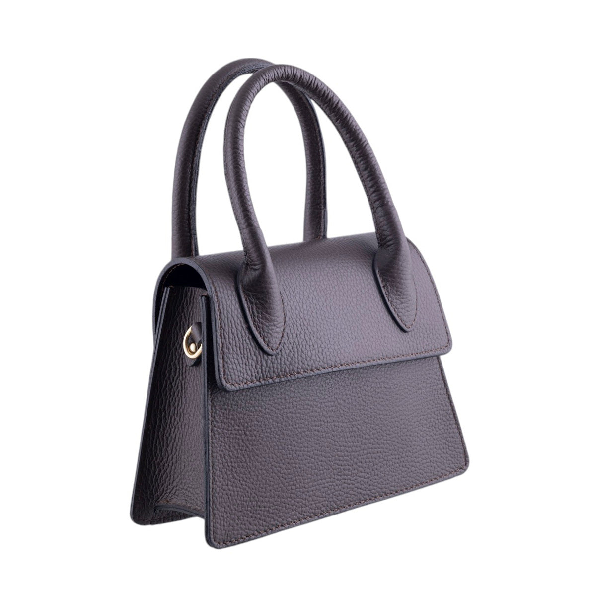 Borsa trapezio in pelle martellata due manici semirigidi con tracolla regolabile