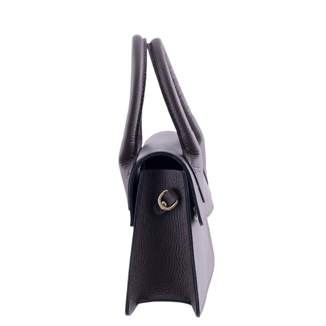 Borsa trapezio in pelle martellata due manici semirigidi con tracolla regolabile