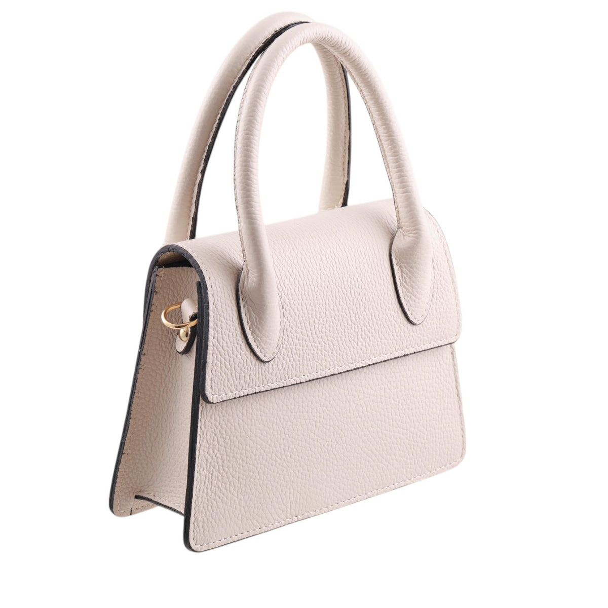 Borsa trapezio in pelle martellata due manici semirigidi con tracolla regolabile