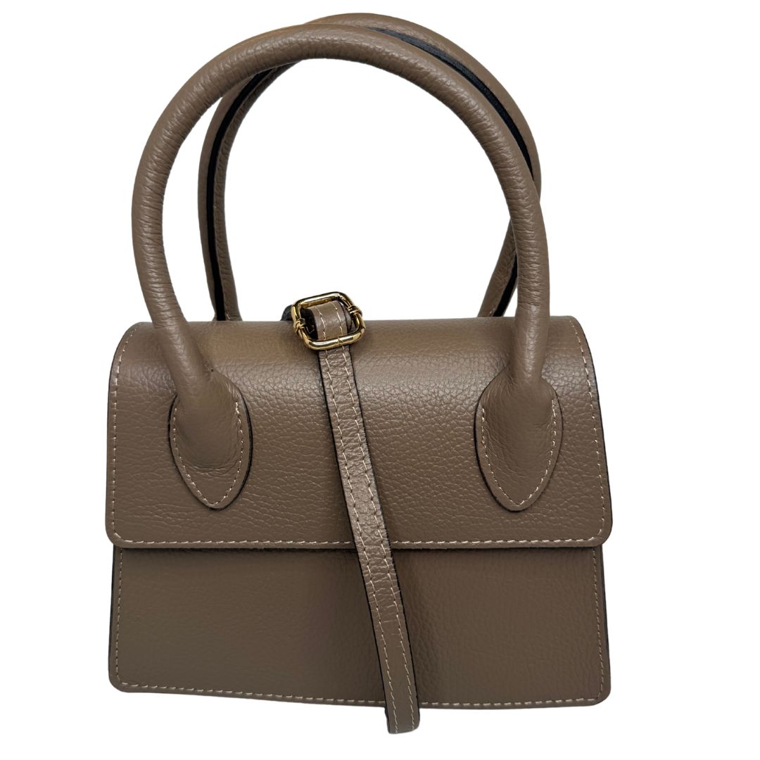 Borsa trapezio in pelle martellata due manici semirigidi con tracolla regolabile