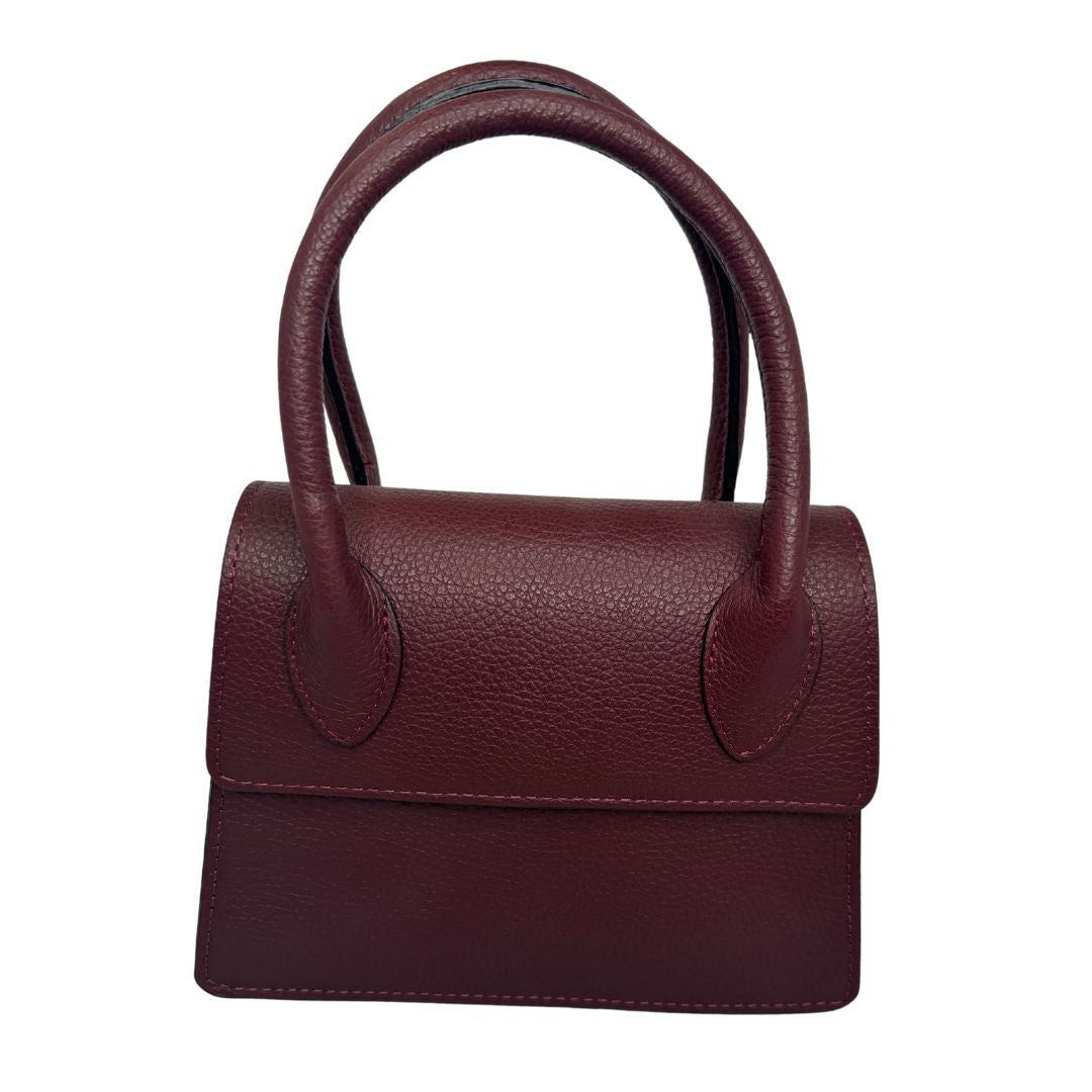 Borsa trapezio in pelle martellata due manici semirigidi con tracolla regolabile