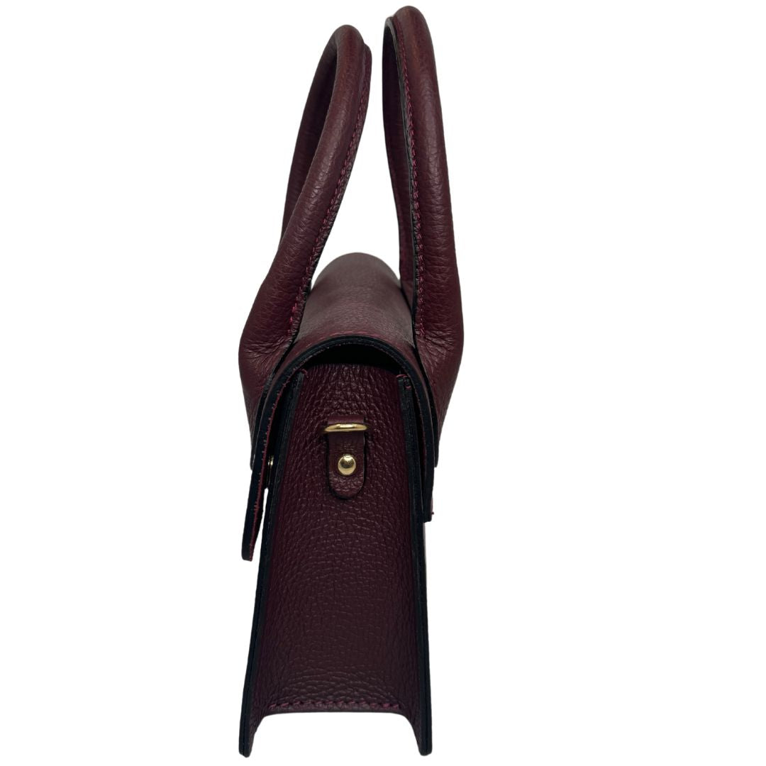 Borsa trapezio in pelle martellata due manici semirigidi con tracolla regolabile