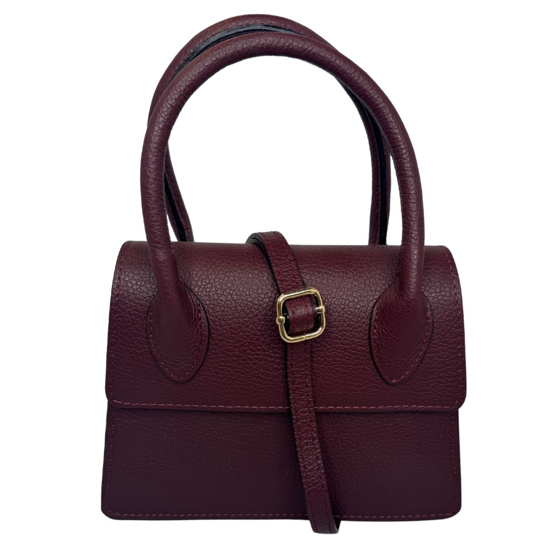Borsa trapezio in pelle martellata due manici semirigidi con tracolla regolabile