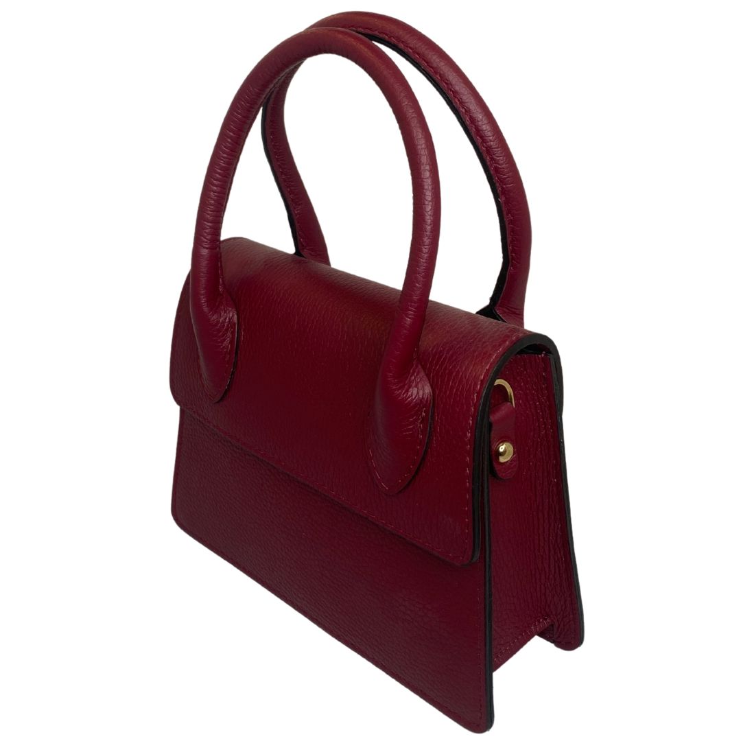 Borsa trapezio in pelle martellata due manici semirigidi con tracolla regolabile