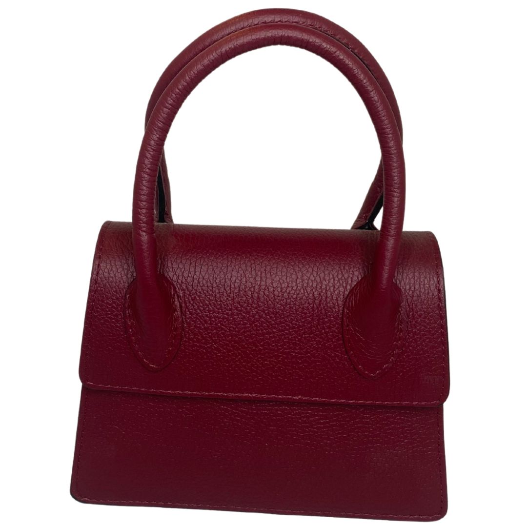Borsa trapezio in pelle martellata due manici semirigidi con tracolla regolabile