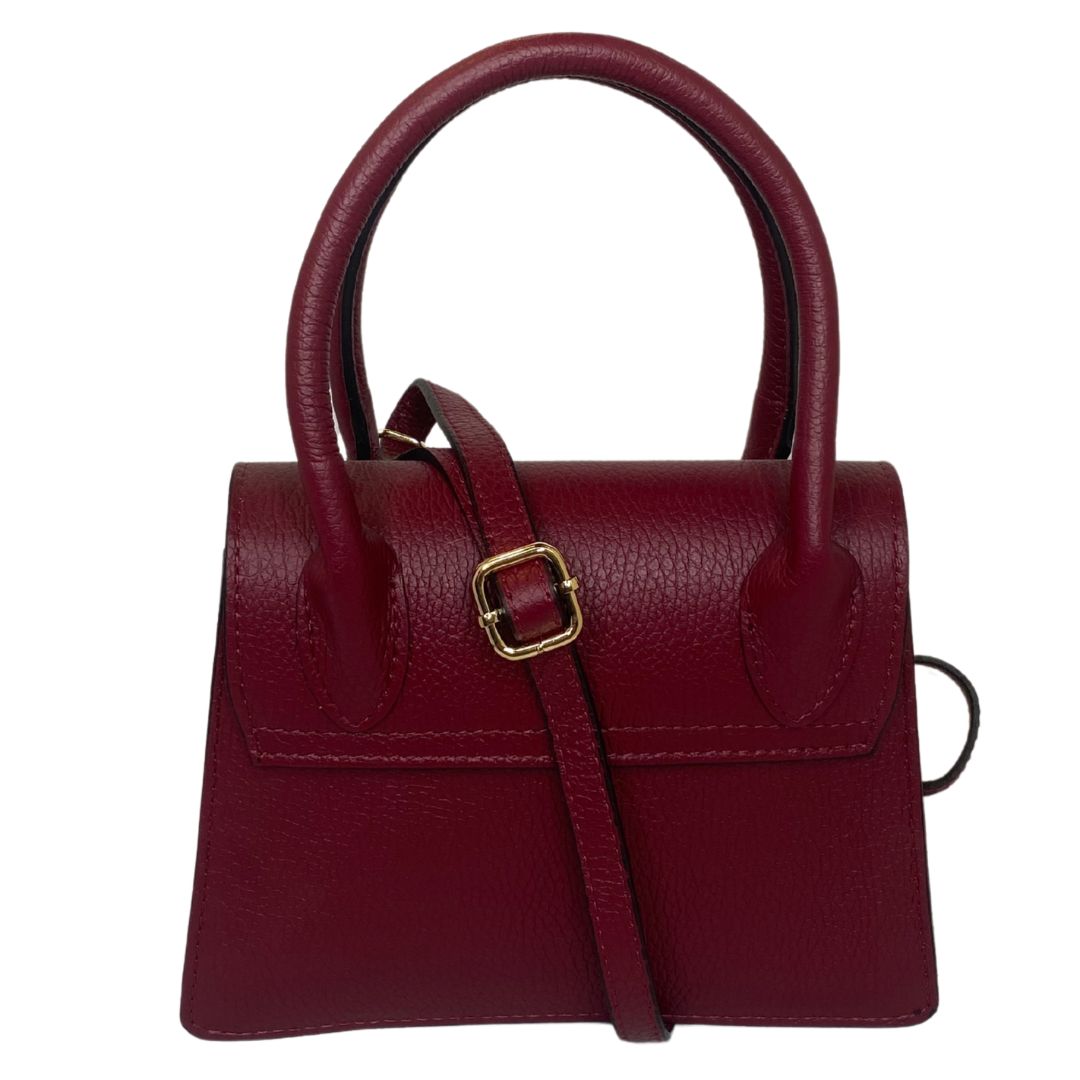 Borsa trapezio in pelle martellata due manici semirigidi con tracolla regolabile