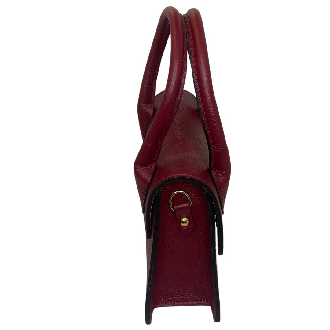 Borsa trapezio in pelle martellata due manici semirigidi con tracolla regolabile