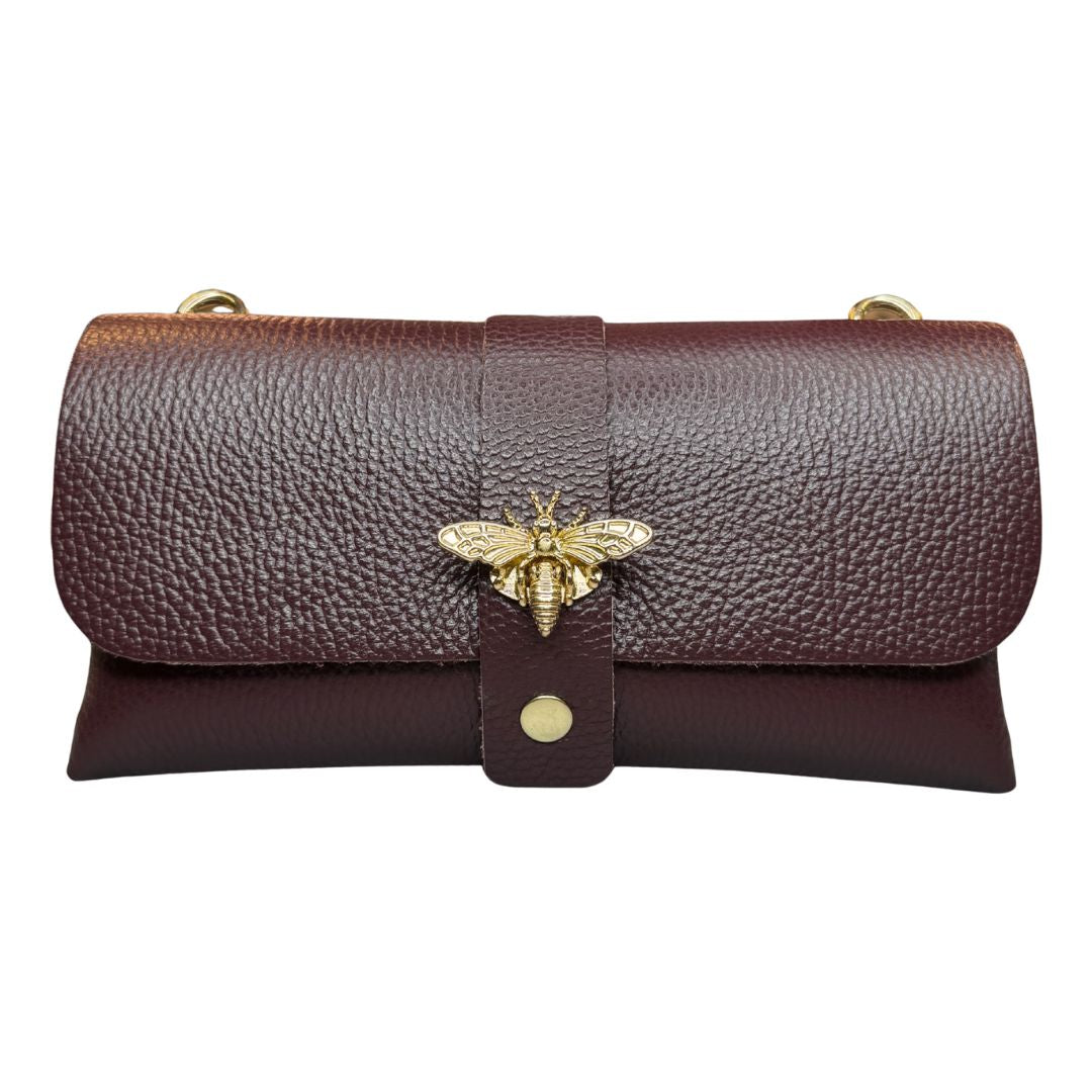 Pochette Donna Ape Con Tracolla Oro e Inserti Oro in Vera Pelle Made in Italy