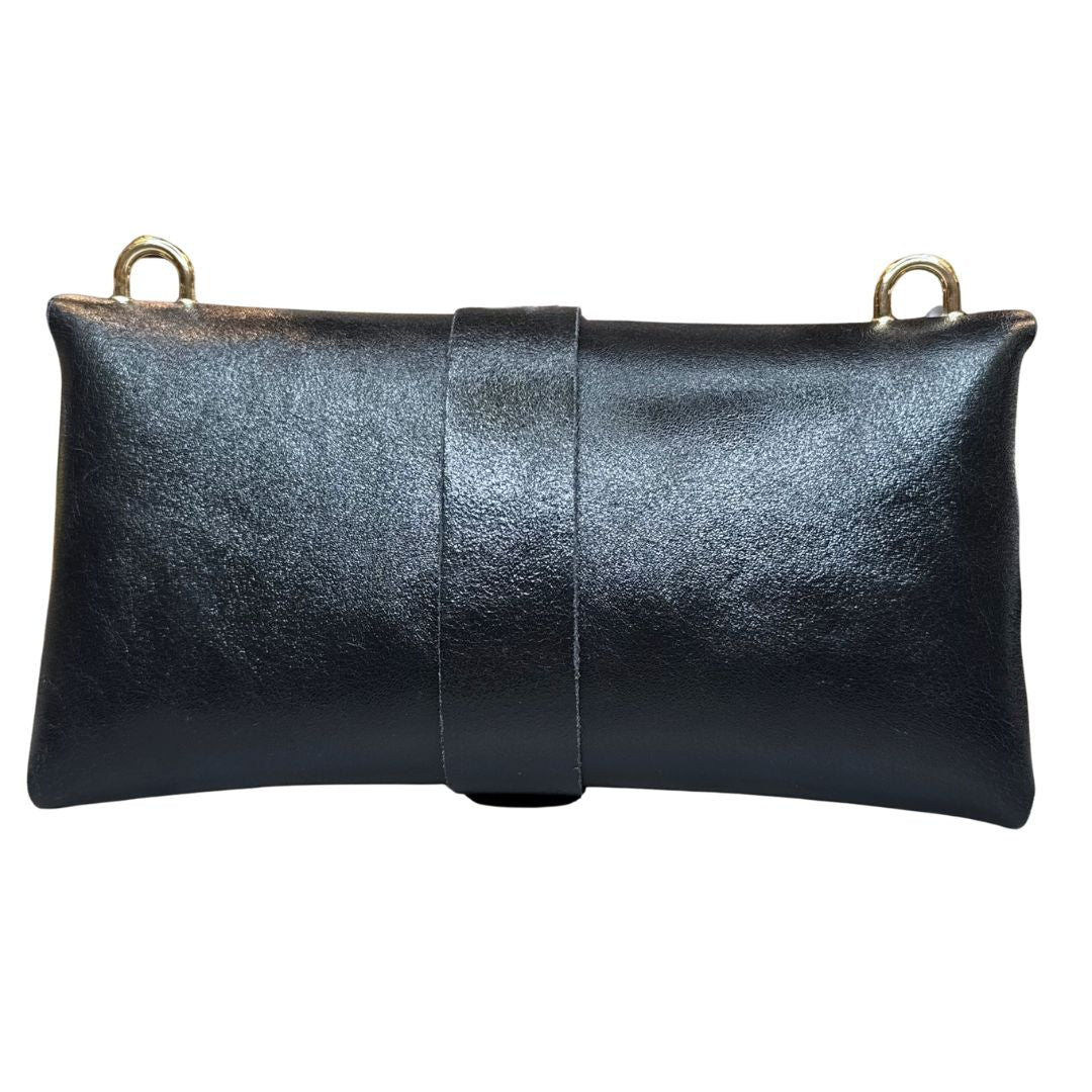 Pochette Donna Ape Con Tracolla Oro e Inserti Oro in Vera Pelle Made in Italy