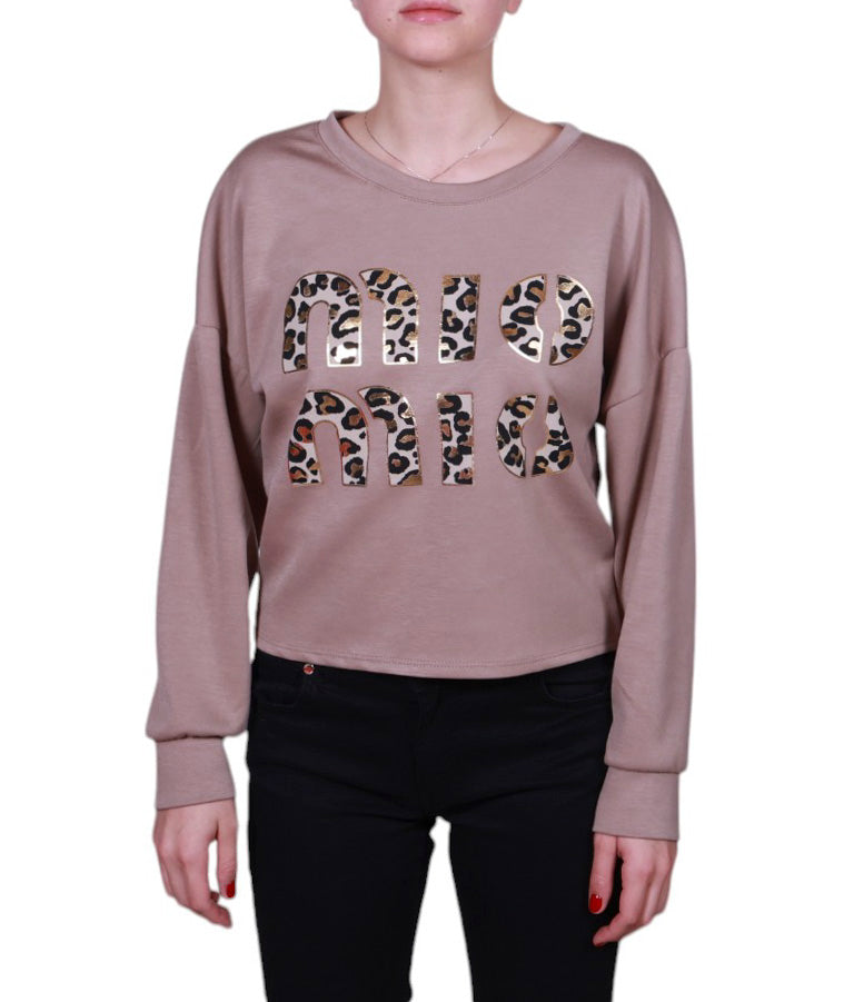 Maglia donna girocollo stampa animalier
