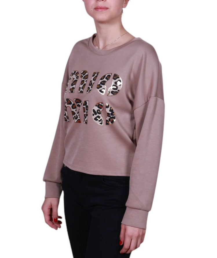 Maglia donna girocollo stampa animalier