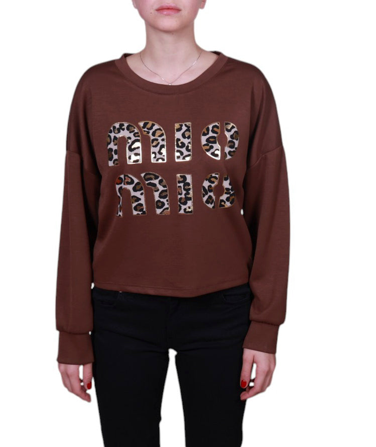 Maglia donna girocollo stampa animalier