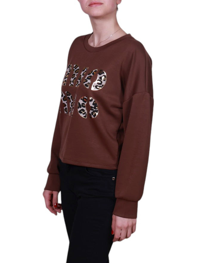 Maglia donna girocollo stampa animalier