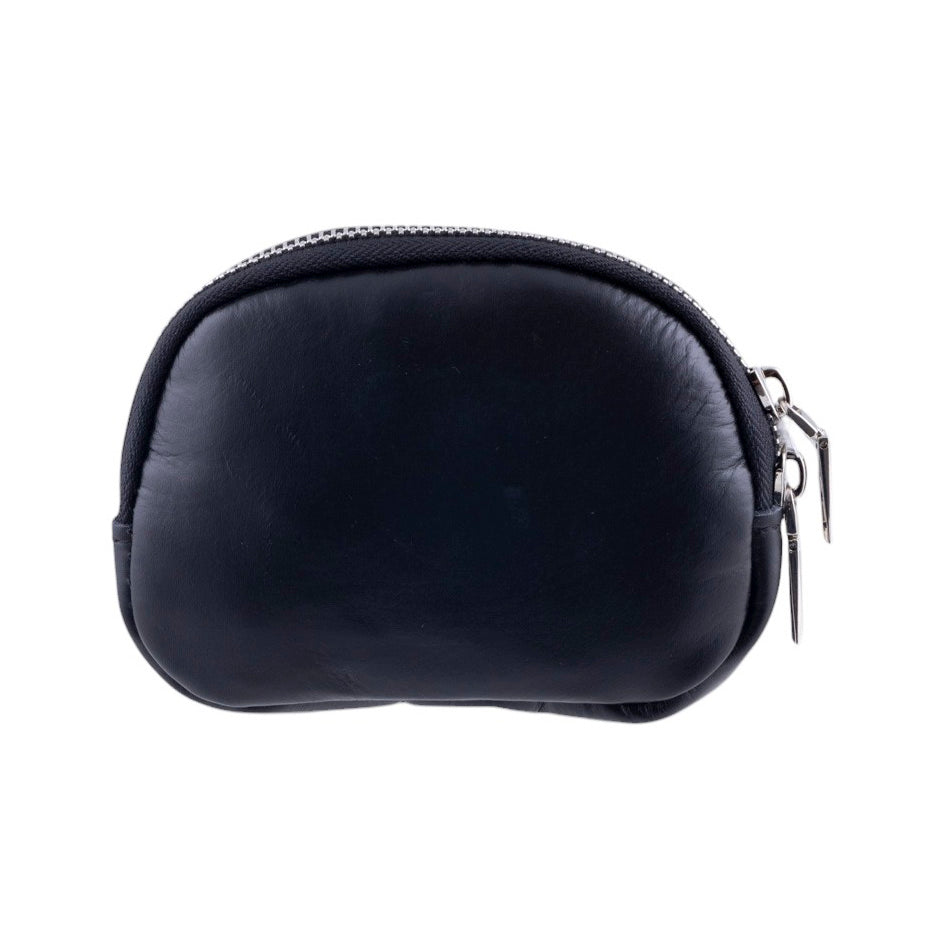 Pochette in vera pelle con effetto cavallino e chiusura con zip metallica