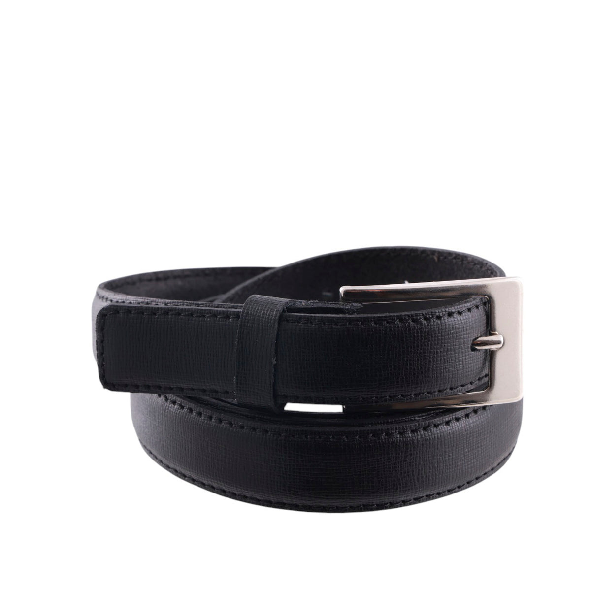 Cintura donna in vera pelle saffiano con fibbia rettangolare in metallo lucido