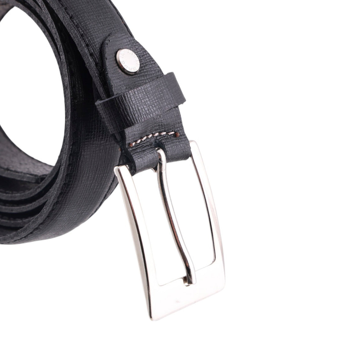 Cintura donna in vera pelle saffiano con fibbia rettangolare in metallo lucido