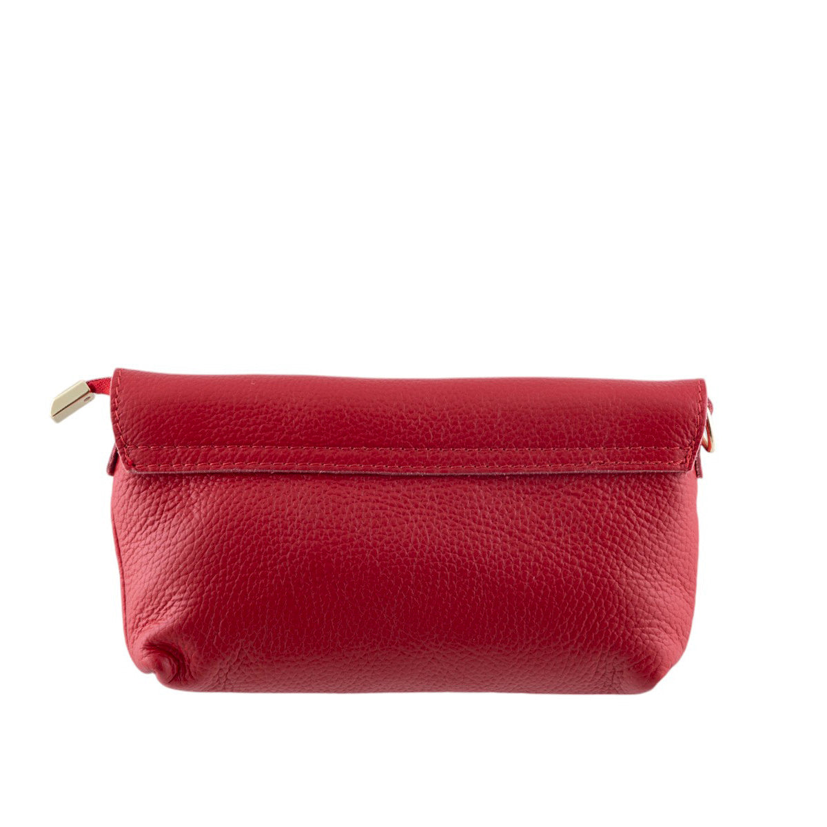 Tracollina clutch in vera pelle con chiusura a fibbia dorata e zip coperta