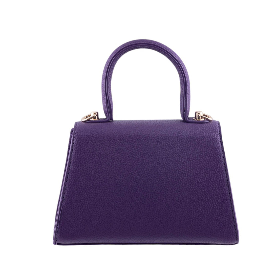 Borsa donna a trapezio in pelle martellata con chiusura frontale a fiocco oro