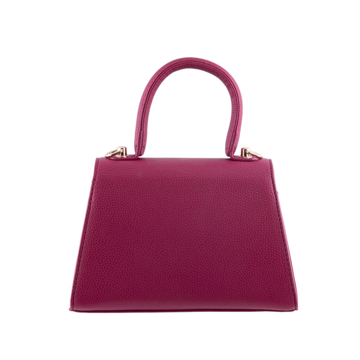 Borsa donna a trapezio in pelle martellata con chiusura frontale a fiocco oro