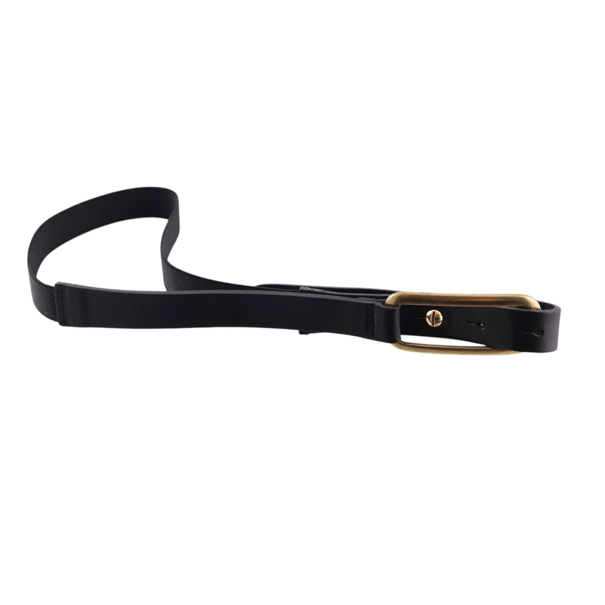 Cintura donna in pelle ed elastam con fibbia ovale metallica e finitura lucida