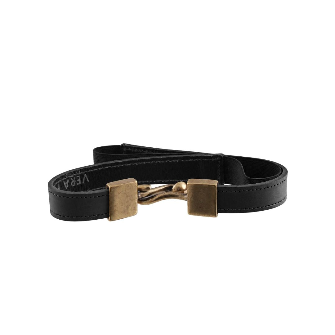 Cintura donna in vera pelle fibbia ottone con parte elasticizzata Made In Italy