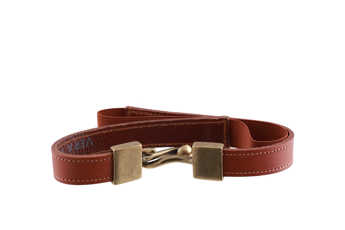 Cintura donna in vera pelle fibbia ottone con parte elasticizzata Made In Italy