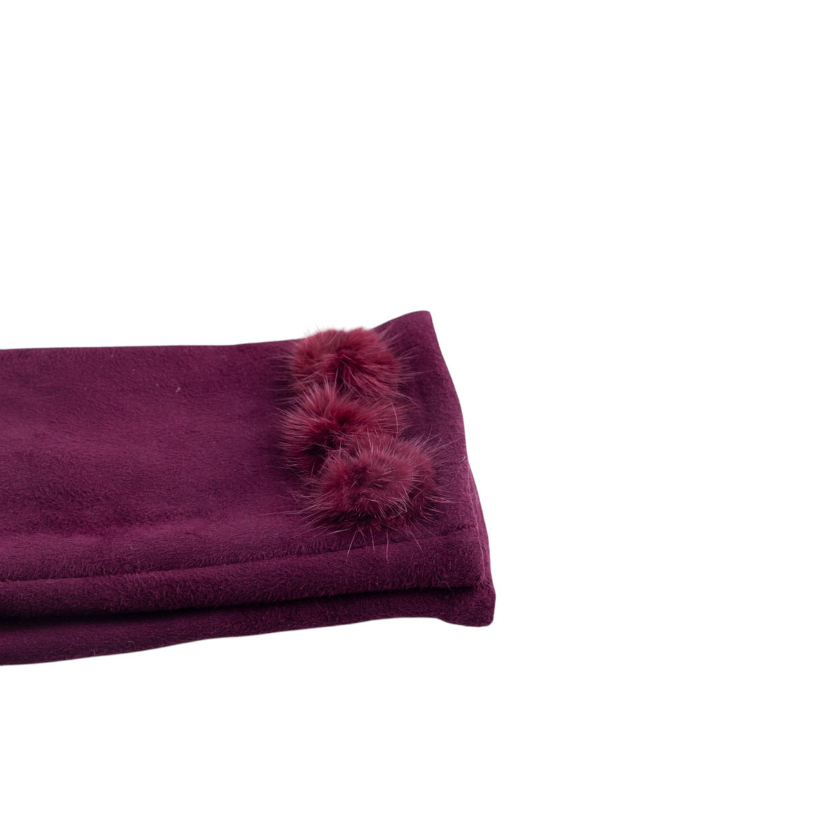 Guanti touch con 3 pon pon decorativi modello scamosciato con interno caldo
